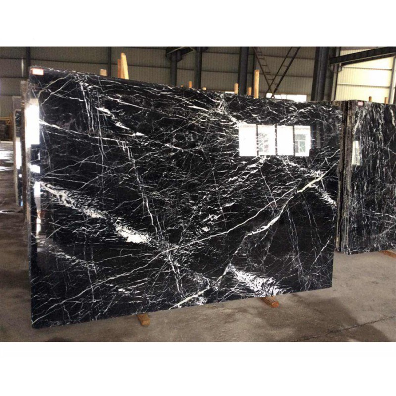 Nature White Veins Snow Black Marble For Floor Tile