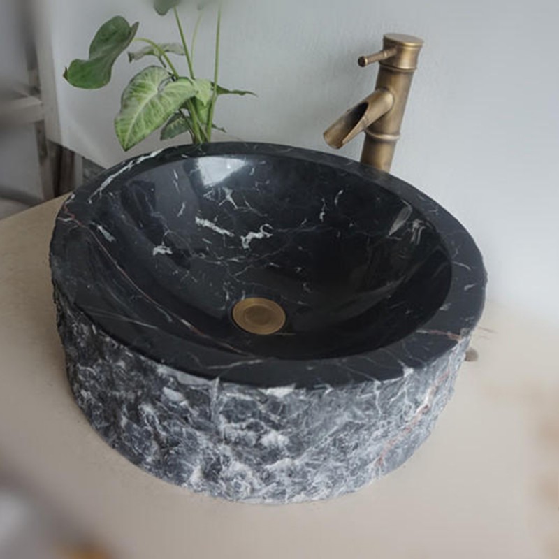 Vanity Top Sink Bathroom Black Granite Wash Basin