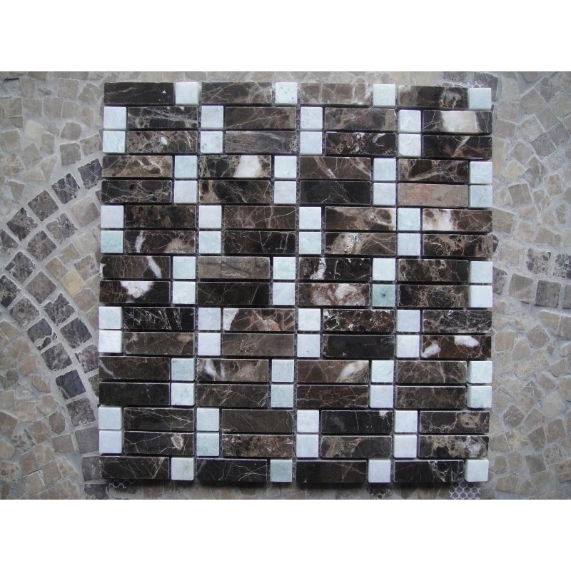 Polished Dark Emperador Marble Mosaic