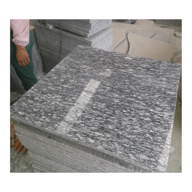 G022 Spray Flower Black Granite With White Veins Polished Tiles 600*600