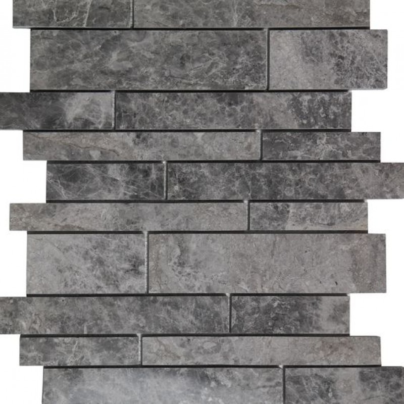 Waterfall Mosaic Tile Dark Grey Marble Polished