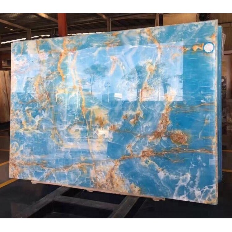 Custom Natural Onyx Marble Background Wall Design Blue Onyx Tile