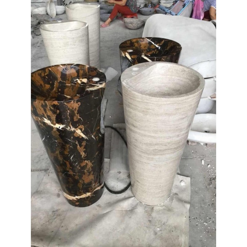 Natural Stone Marble Bathroom Free Standing Pedespal Sink