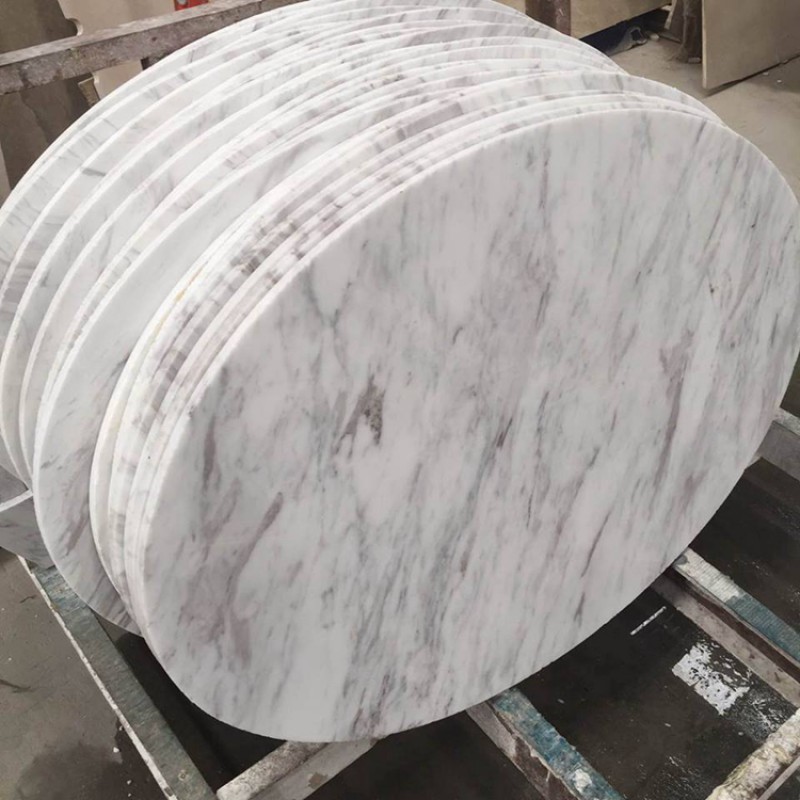 Polished Volakas White Marble Material Round Coffee Table Tops