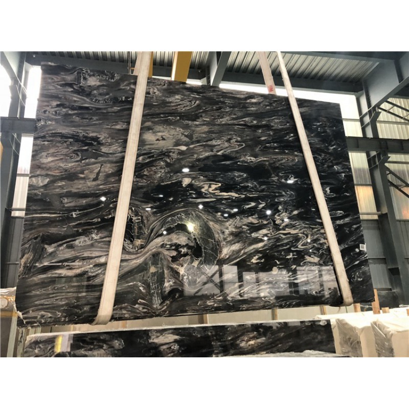 Cheap Price Greek Imported Polished Mystic River Black Marble For Sale