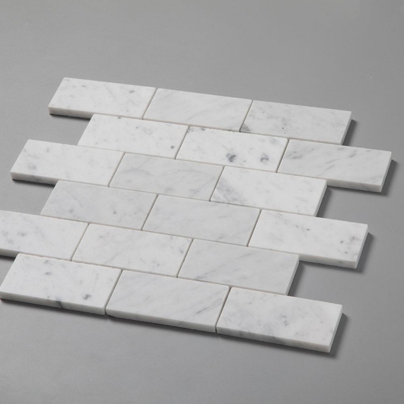 Polished White Marble Tile Carrara Brick Mosaic For Wall And Floor