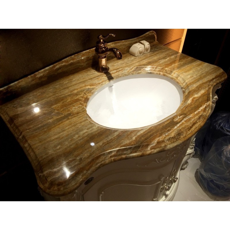 Yellow Wooden Onyx Marble Countertop