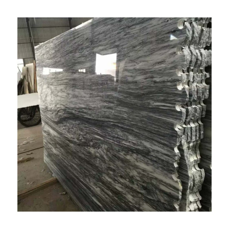 Arabescato Corchia Black Sea Grey Marble With White Vein Polished Big Slab For Floor And Wall Decoration