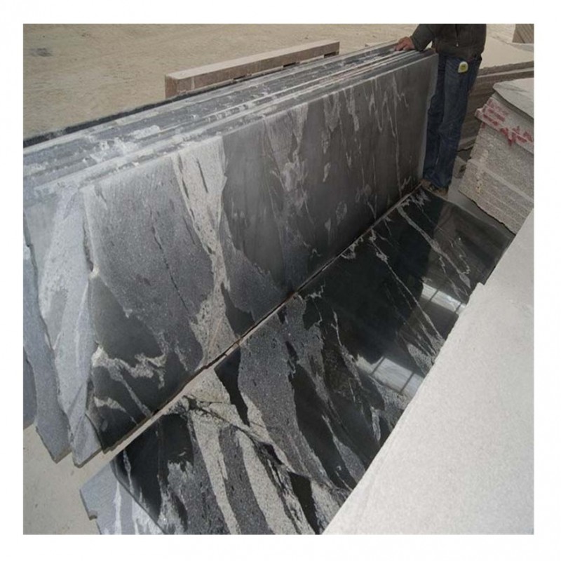 Black Silver Granite Slabs Price For Polished Flamed Wall Floor Tiles