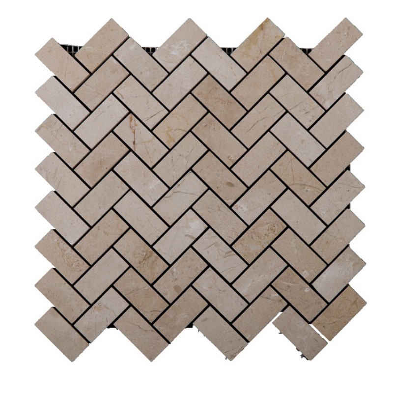 Crema Marfil Marble Herringbone Mosaic Tile