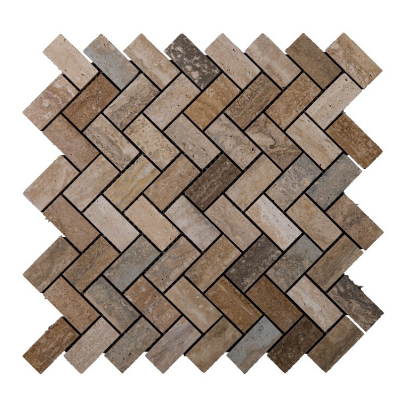 Gold Travertine Herringbone Floor Tile Mosaic Tiles Natural Stone