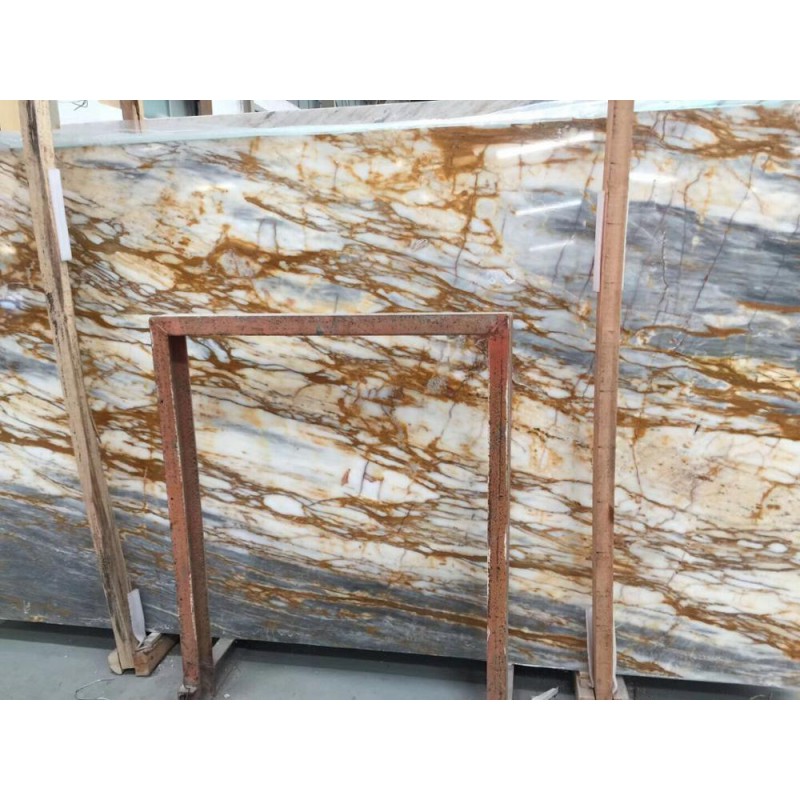 Natural Provence Gold Onyx White Marble Slab