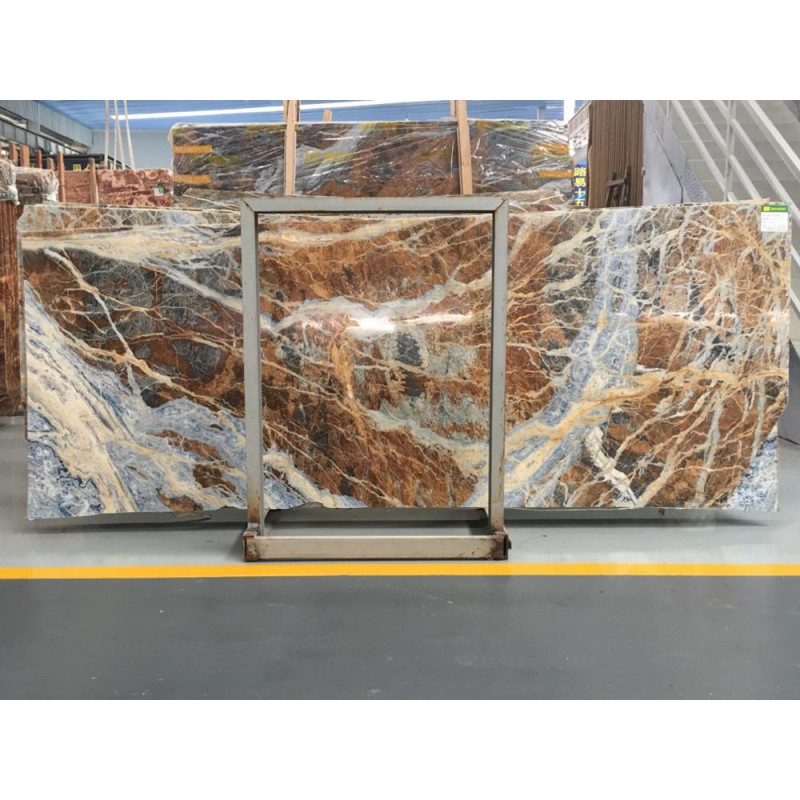 Natural Stone Gold Vein Treasure New Blue Jeans Marble Slab