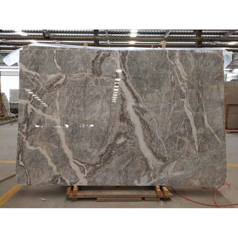 Polished White Vein Bosch Grey Marble Slab