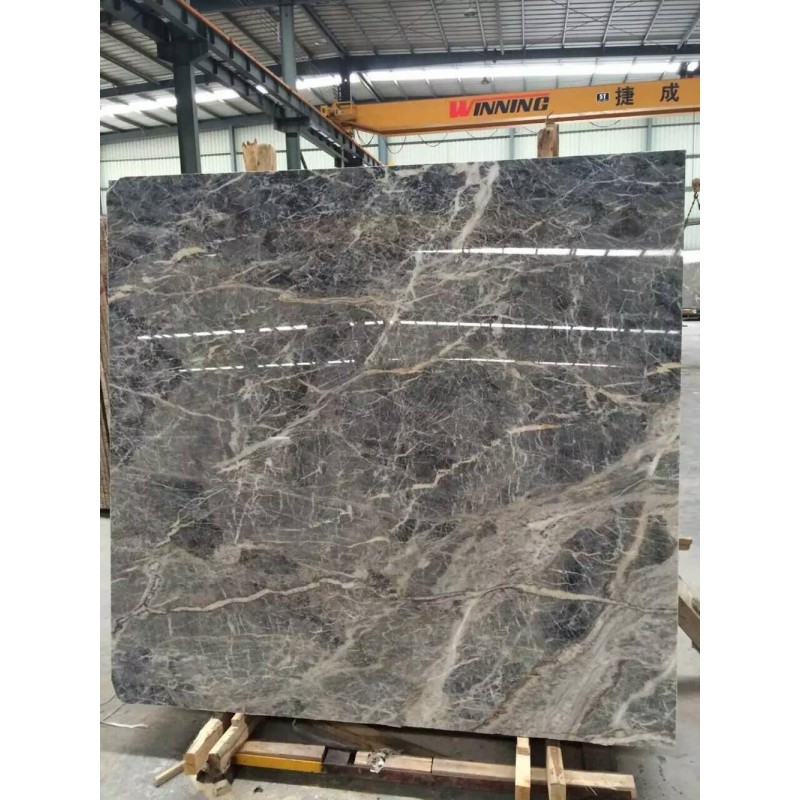 Polished White Vein Bosch Grey Marble Slab