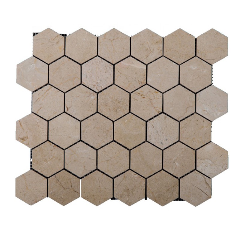 Top Grade Hexagon Mosaic Marble Tile And Cream Marfil Marble