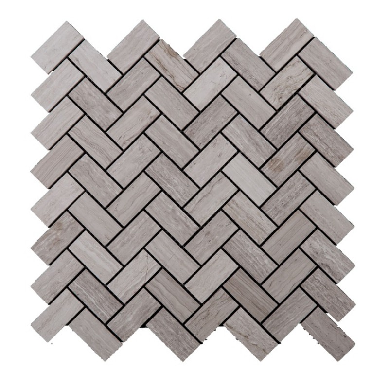 White Wood Marble Flooring Parquet Herringbone Tile Mosaic