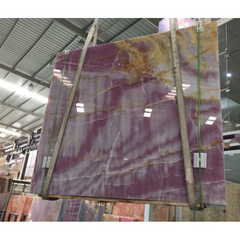 Backlit Decorative Wall Panel Natural Purple Onyx Marble Slab