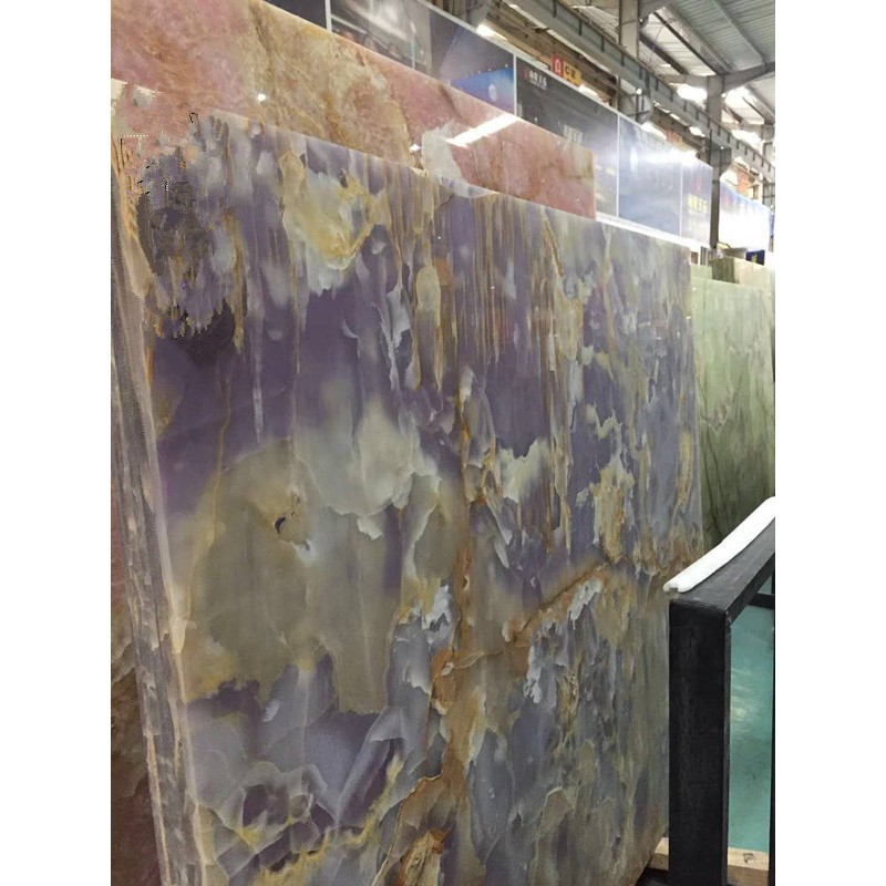 Backlit Decorative Wall Panel Natural Purple Onyx Marble Slab