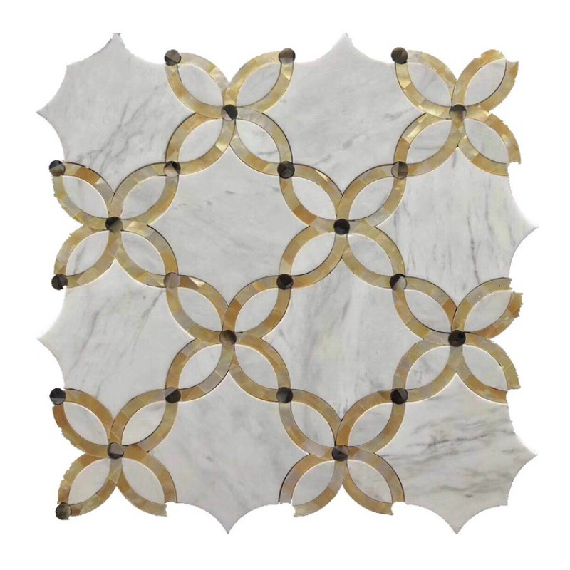 Yellow Oynx And Thassos White Wall Tiles Flower Mosaic Tile