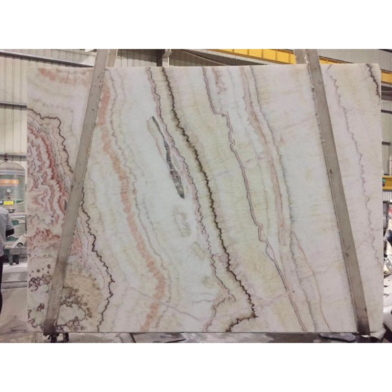 Bookmatched Rainbow White Onyx Marble