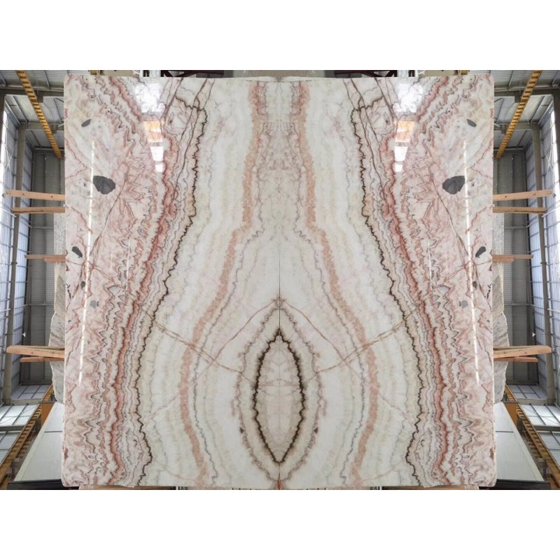 Bookmatched Rainbow White Onyx Marble