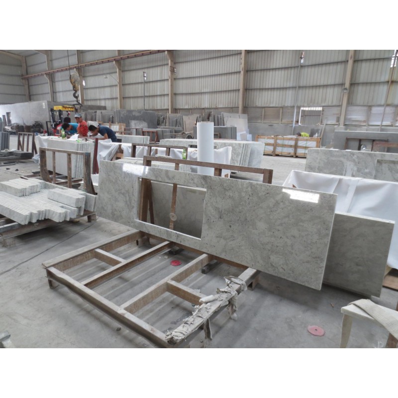 Custom Cut Andromeda White Granite Kitchen Countertop