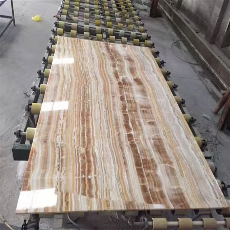 Elegant Straight Line White Onyx Ivory White Onyx Marble Slab