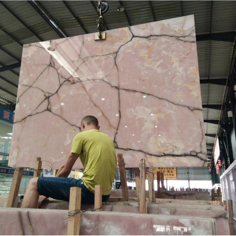 Light Transparent Pink Onyx Marble Slab