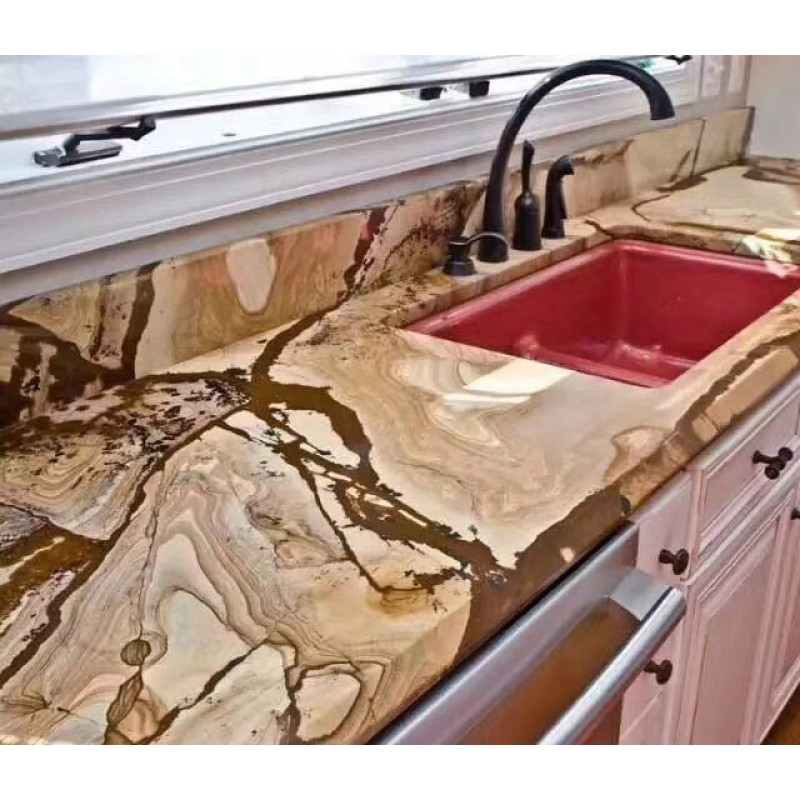 Luxury Flamenco Gold Stone Quartzite Slabs Price