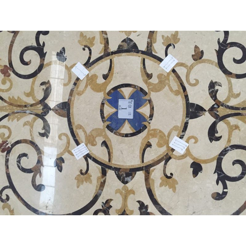 Round Waterjet Inlay Marble Floor Medallion Carpet