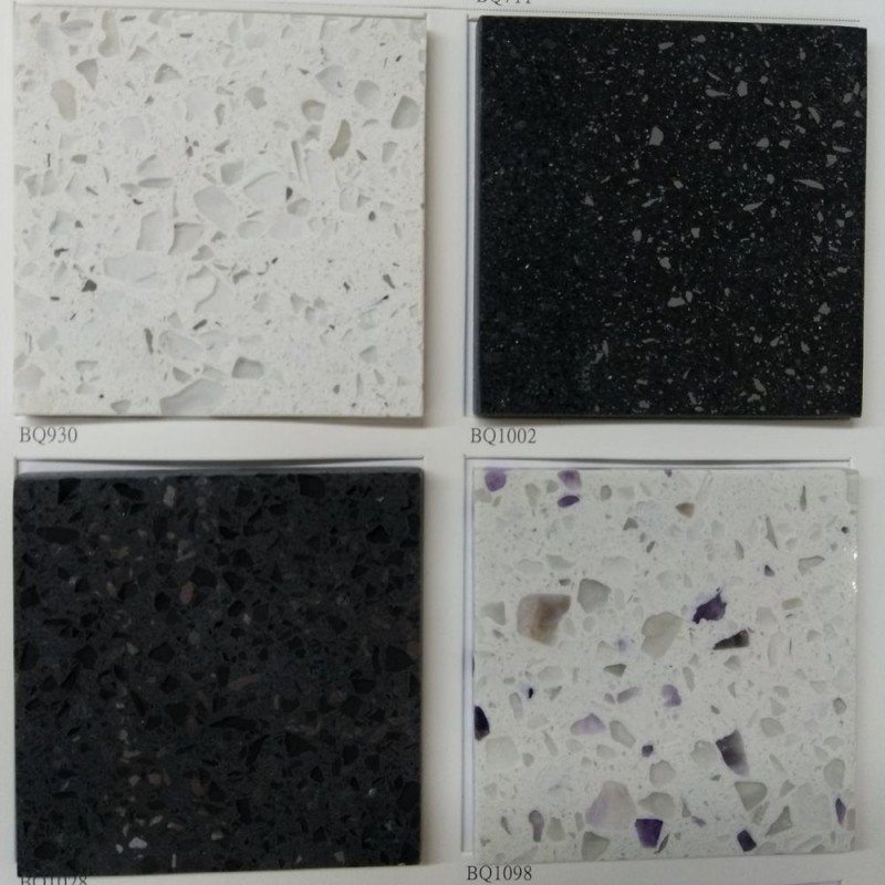 BITTO Scratch Resistant Flat Edge Diamond Black Quartz Countertop