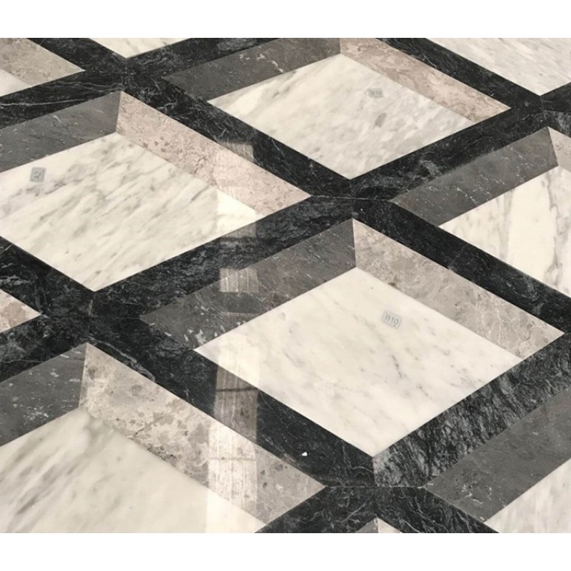 3D Waterjet Marble Flooring Border Design