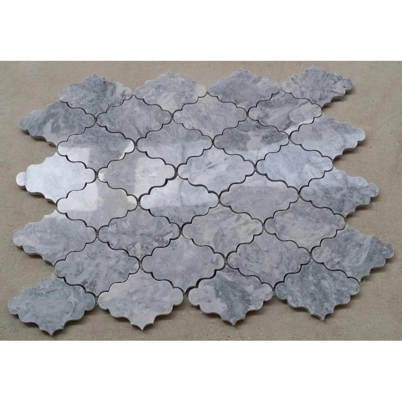 Bianco Grey Floor Tiles Cheap Polished Lantern Design Marble Mosaic Tile For Indoor White Grey Marble Carrara Skirting