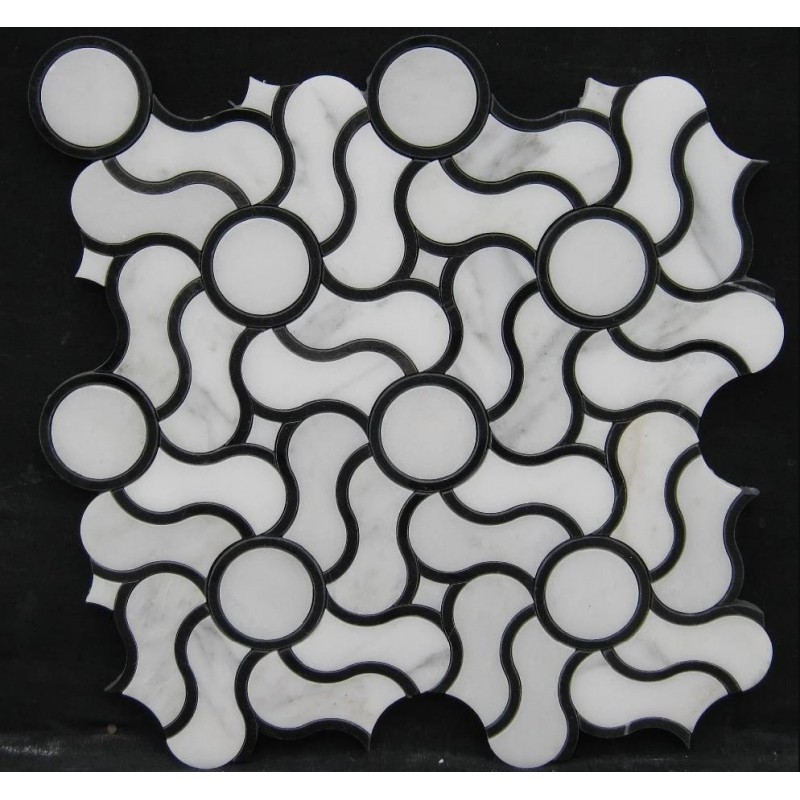 Black And White Marble Waterjet Mosaic