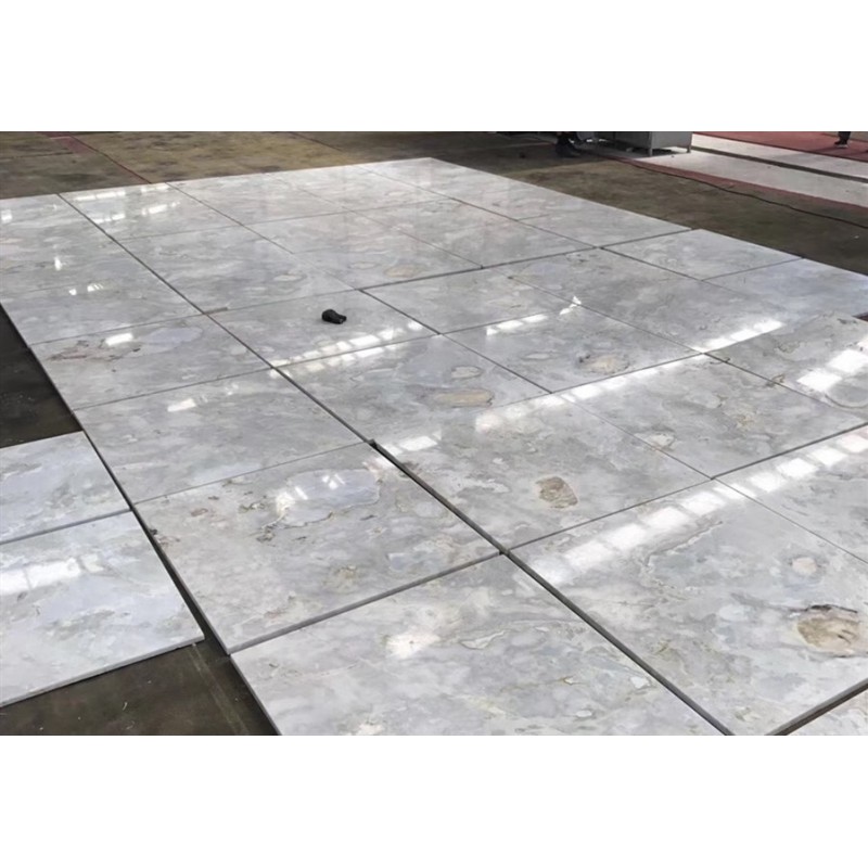 Blue Sky White Grey Marble Tile Flooring Project