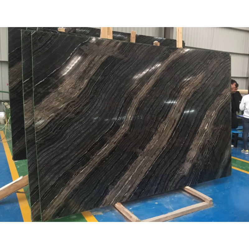 China Black Forest Ancient Wood Grain Marble Slab