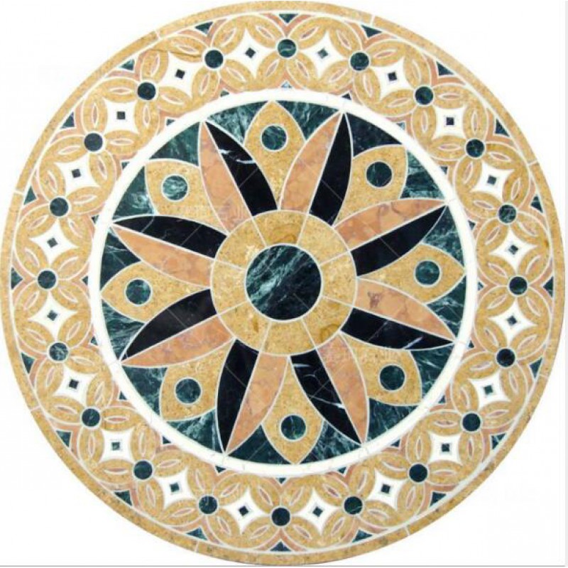 Creative Design Marble Flooring Tile Water Jet Cut Medallions Tile Round Floor Carpet Seamless Tile