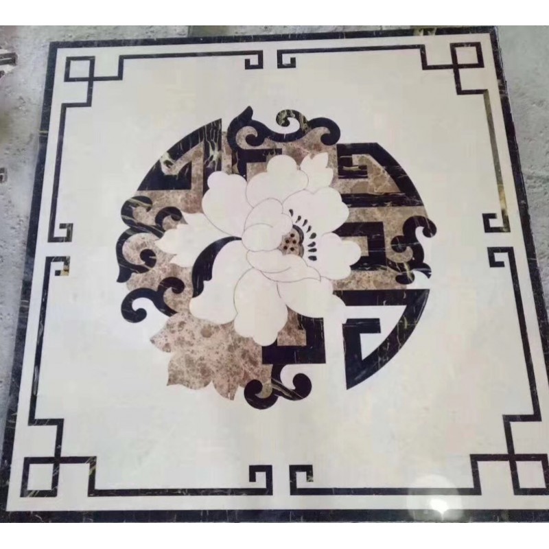 Home Decorates Waterjet Medallion Marble Design Floor Tile Pattern