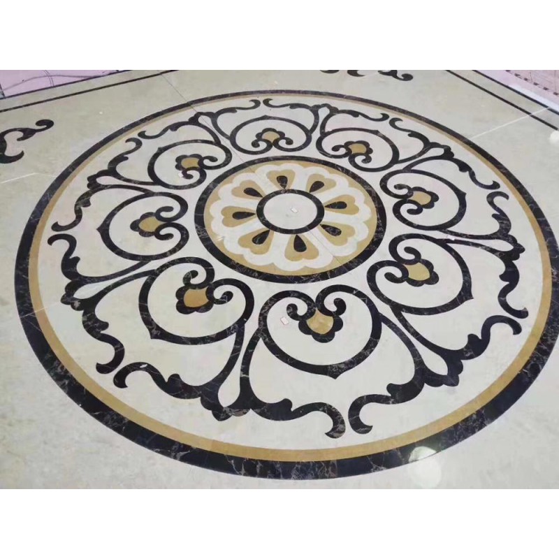 Home Decorates Waterjet Medallion Marble Design Floor Tile Pattern