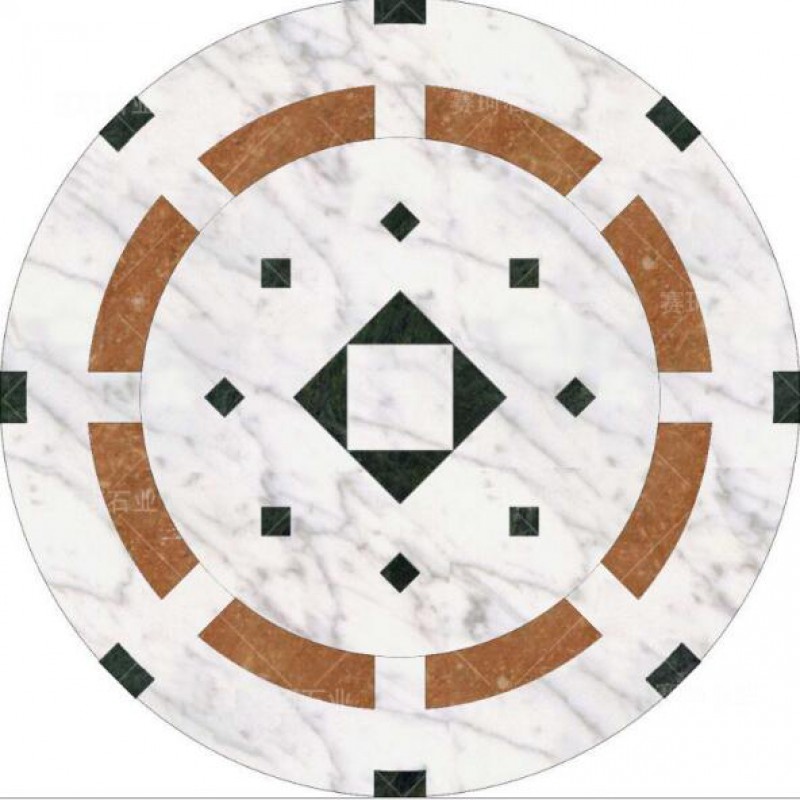 Round Marble Tile Flooring Waterjet Cutting Tile Home Entrance