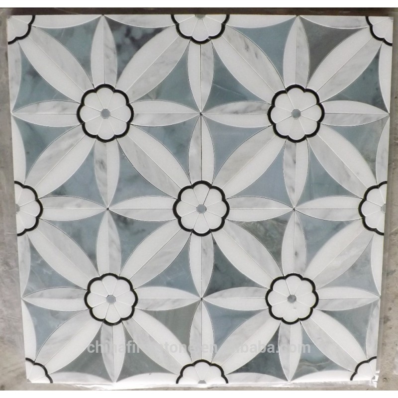 Waterjet Flower Marble Mosaic Tile