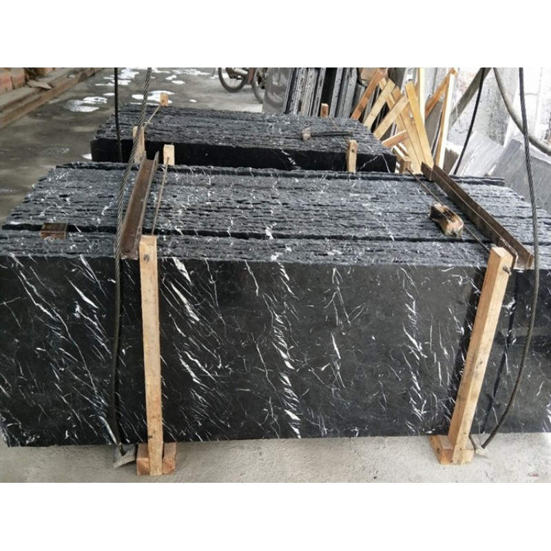 Black Color Guangxi Natural Stone Luxury Black Nero Margiua Marble Slab Tile