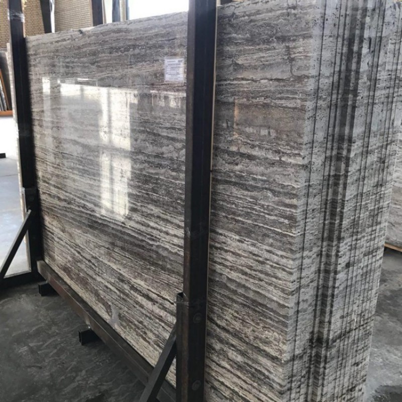 Dark Black Grey Wood Vein Look Marble Slab Tile