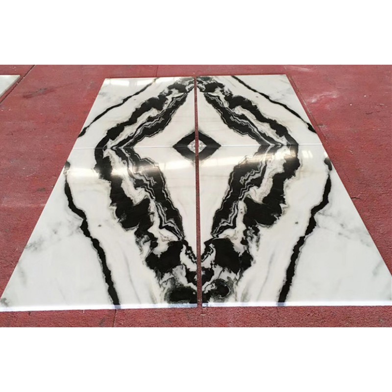 China Bookmatched Panda White Black Marble Wall Floor Tiles