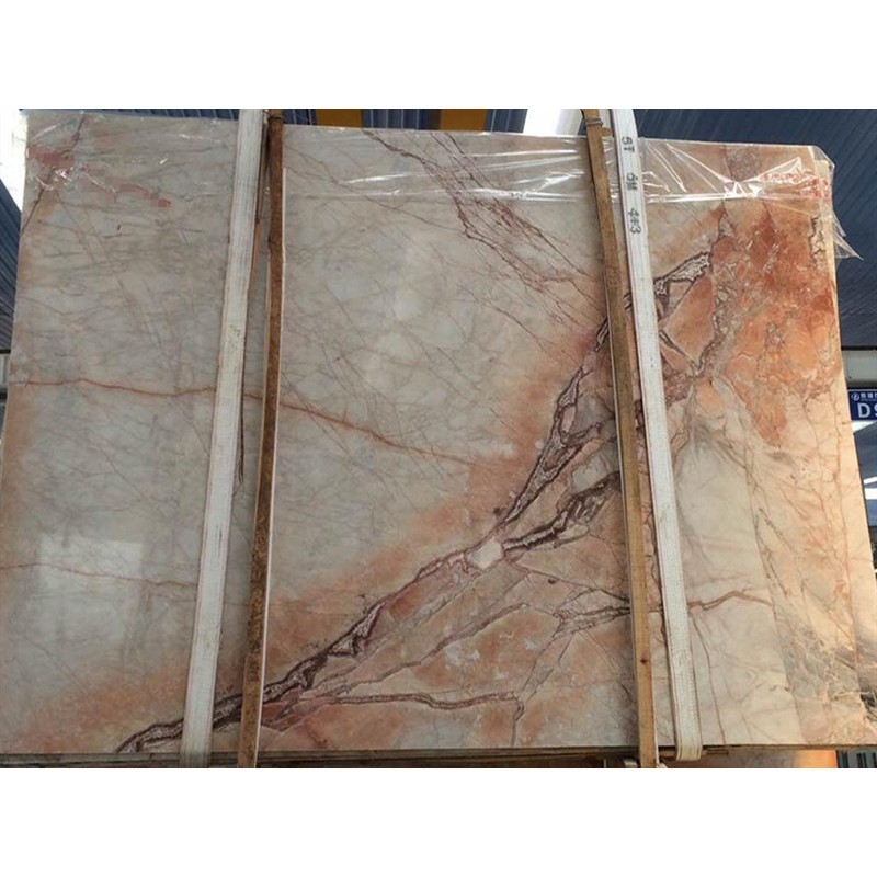 Rosa Pink Marble White Brown Marble Slab Tile With Red Spider Veins